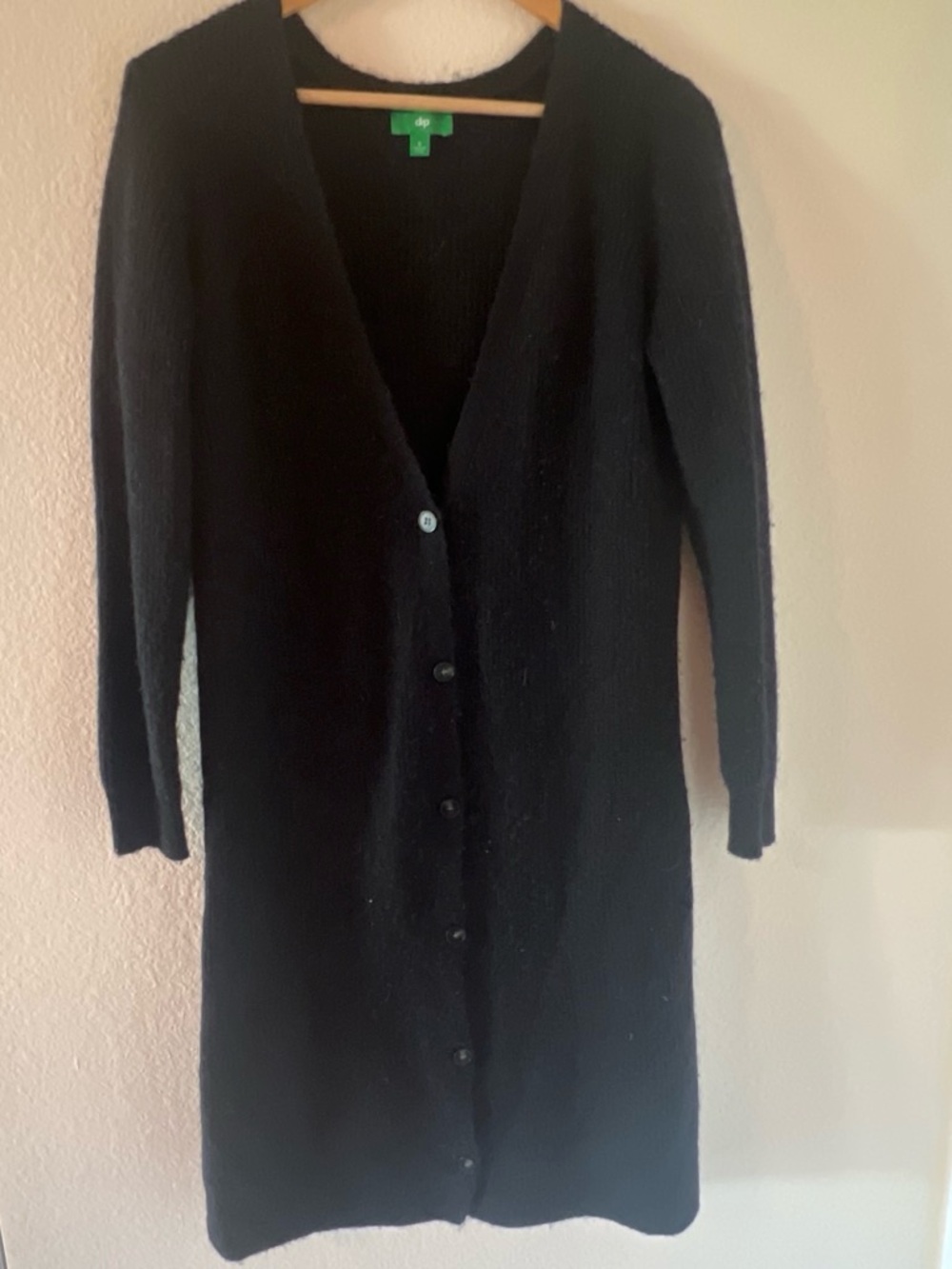 dip Black Longline V-Neck Button-Front Cardigan